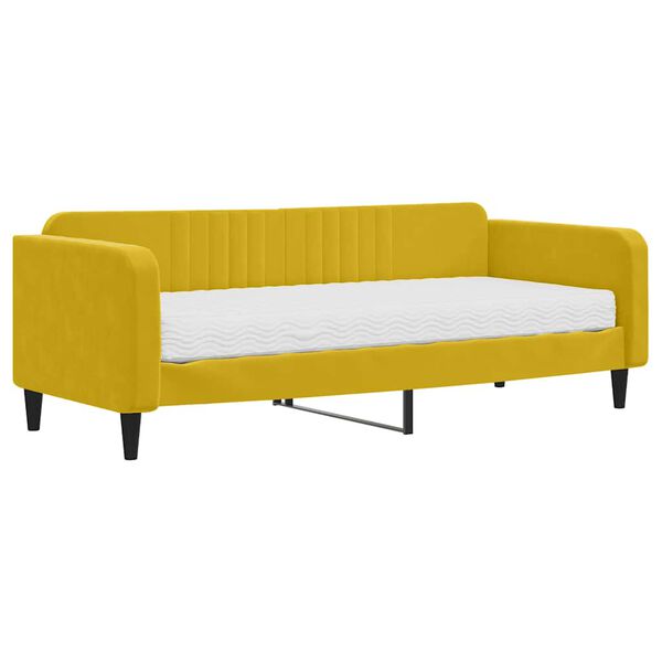 vidaXL Lit de jour avec matelas jaune 90x200 cm velours