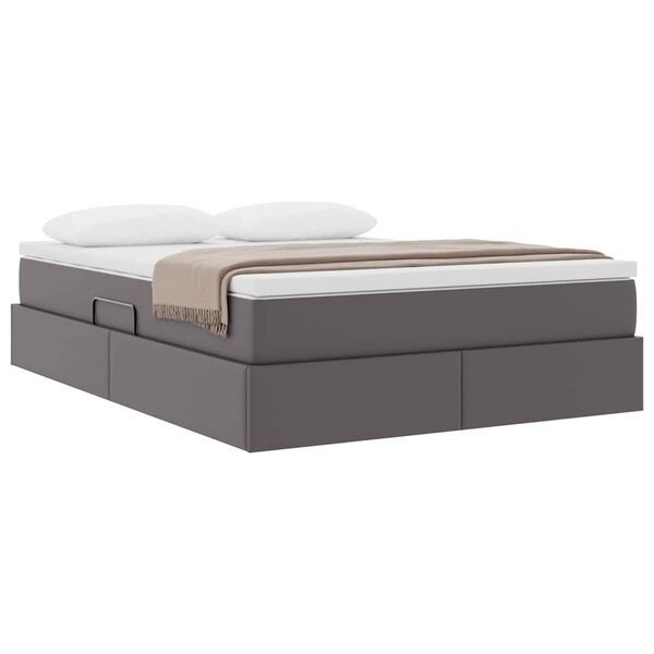 vidaXL Lit avec rangement et matelas Gris 140 x 200 cm Simili cuir