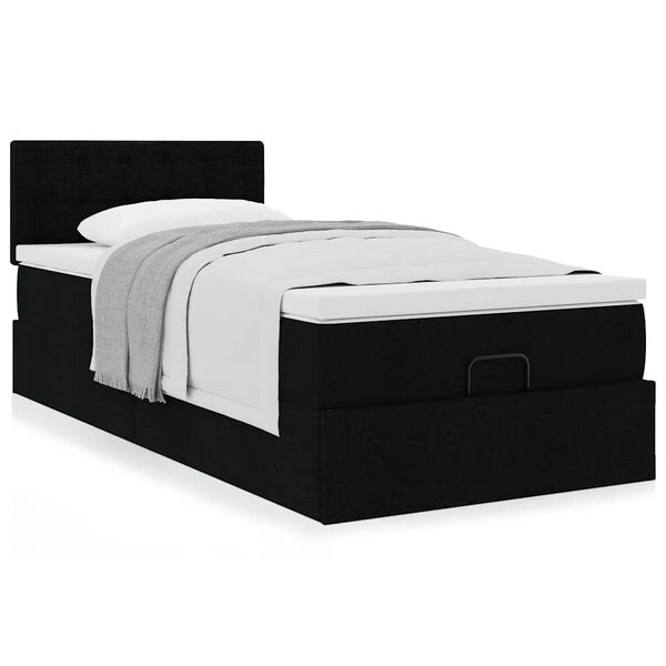 vidaXL Cadre de lit ottoman avec matelas noir 80x200 cm tissu