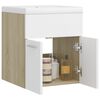 vidaXL Armoire d'&eacute;vier et lavabo int&eacute;gr&eacute; Blanc/ch&ecirc;ne sonoma Agglom&eacute;r&eacute;