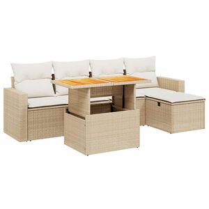 vidaXL Salon de jardin avec coussins 6 pcs beige r&eacute;sine tress&eacute;e