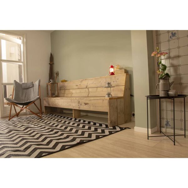 Bo-Camp Tapis d'ext&eacute;rieur Chill mat Wave 2,7x2 m L noir et blanc