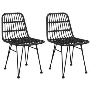 vidaXL Chaises de jardin lot de 2 Noir 48x62x84 cm R&eacute;sine tress&eacute;e