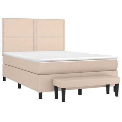 vidaXL Sommier à lattes de lit avec matelas Cappuccino 140x190 cm