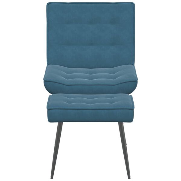vidaXL Chaise de relaxation avec tabouret Bleu Velours