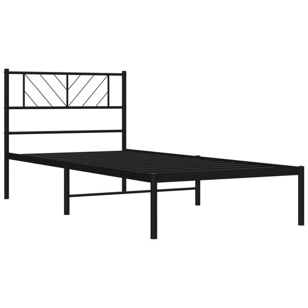 vidaXL Cadre de lit m&eacute;tal sans matelas avec t&ecirc;te de lit noir 90x190 cm