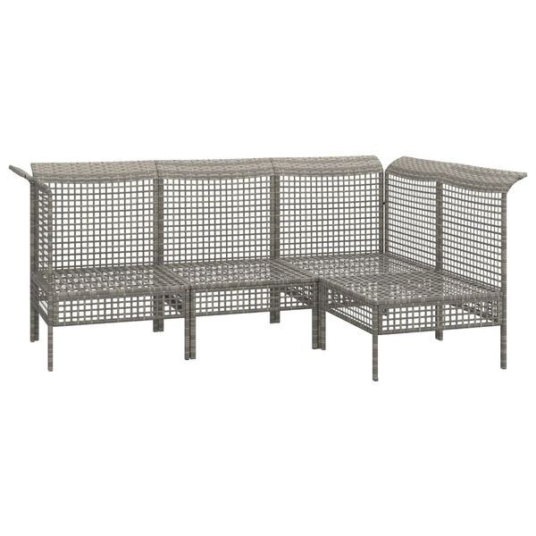vidaXL Salon de jardin 4 pcs avec coussins Gris Résine tressée