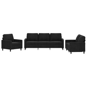 vidaXL Ensemble de canap&eacute;s 3 pcs avec coussins Noir Velours