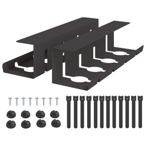 vidaXL Plateau de gestion de c&acirc;bles sous le bureau 2 pc Noir