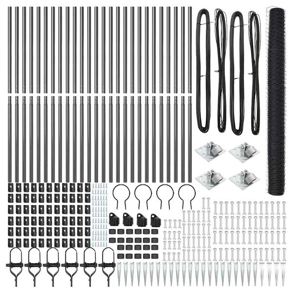 vidaXL Poteau de cl&ocirc;ture. Gris 50 x 1,6 m (maille de 36 mm)