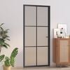 vidaXL Porte intérieure 93x201,5 cm Noir Verre mat et aluminium