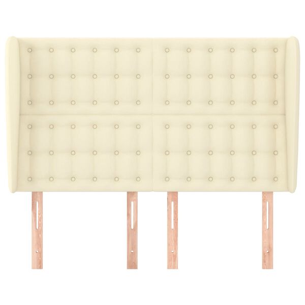 vidaXL T&ecirc;te de lit avec oreilles Cr&egrave;me 147x23x118/128 cm Similicuir