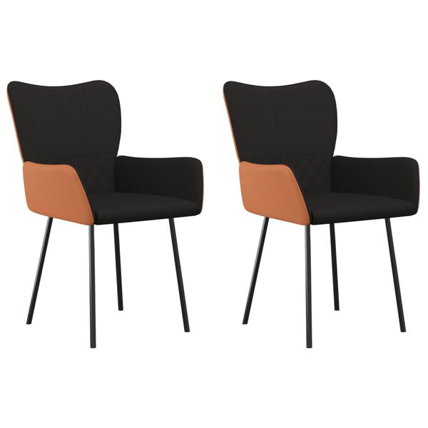 vidaXL Chaises &agrave; manger lot de 2 noir tissu et similicuir