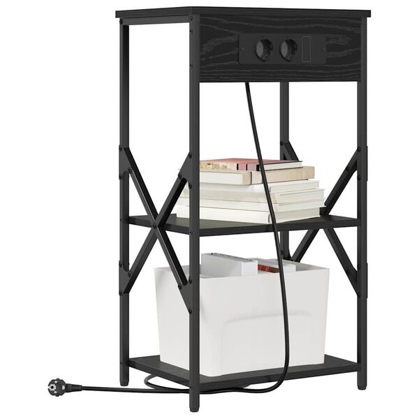 vidaXL Cabinet de chevet avec &eacute;tag&egrave;re 2 pcs Ch&ecirc;ne noir 41 x 31 x 76 cm