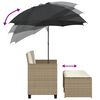 vidaXL Canapé de jardin 2 places avec parasol et tabourets beige rotin