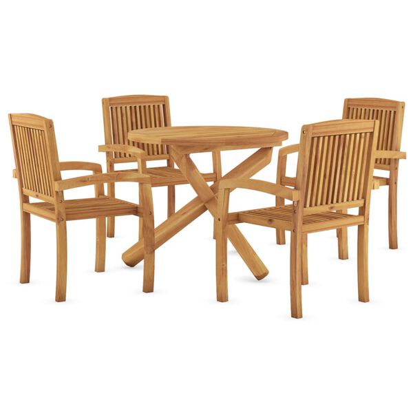 vidaXL Ensemble à manger de jardin 5 pcs Bois de teck massif