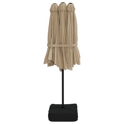 vidaXL Parasol de jardin à double tête avec LED taupe 449x245 cm