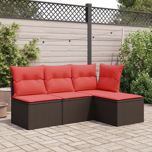 vidaXL Tabouret de jardin avec coussin Marron 55x55x37 cm R&eacute;sine tress&eacute;e