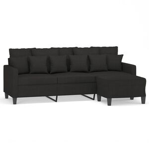 vidaXL Canap&eacute; &agrave; 3 places avec repose-pieds Noir 180 cm Tissu
