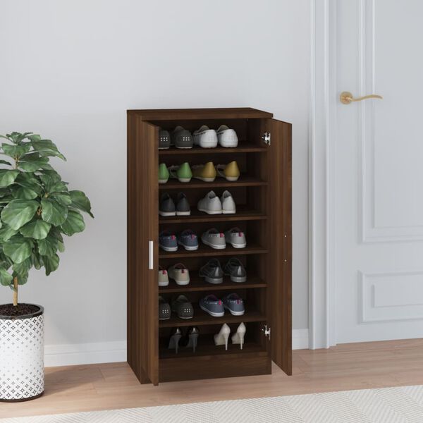 vidaXL Armoire à chaussures Chêne marron 55x35x108cm Bois d'ingénierie