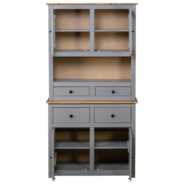 vidaXL Buffet haut Gris 93x40,5x180 cm Pin Gamme Panama