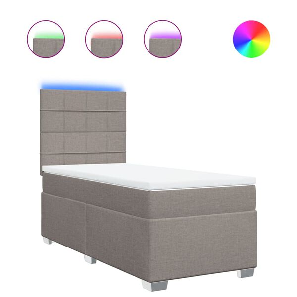 vidaXL Sommier &agrave; lattes de lit avec matelas Taupe 90x190 cm Tissu