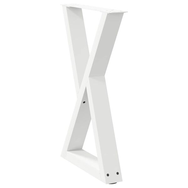 vidaXL Pieds de table &agrave; manger 2 pi&egrave;ces Blanc 60 x (72-73,3) cm Acier