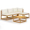 vidaXL Salon de jardin 5 pcs avec coussin Cr&egrave;me Bois d'acacia solide