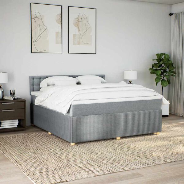 vidaXL Sommier &agrave; lattes de lit avec matelas Gris clair 180x200cm Tissu