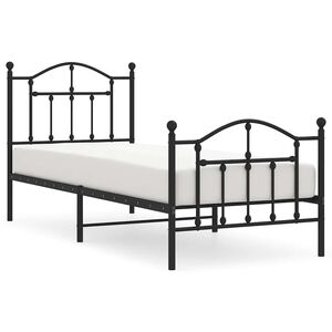 vidaXL Cadre de lit m&eacute;tal sans matelas avec pied de lit noir 90x190 cm