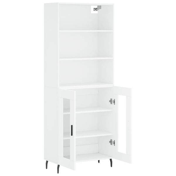 vidaXL Buffet haut Blanc 69,5x34x180 cm Bois d'ing&eacute;nierie