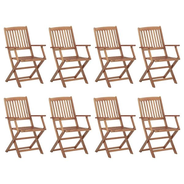 vidaXL Chaises pliables d'ext&eacute;rieur et coussins lot de 8 Bois d'acacia