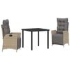 vidaXL Ensemble de salle &agrave; manger pour jardin 3 pc Beige polyrotin