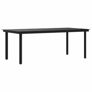 vidaXL Table &agrave; d&icirc;ner de jardin Noir 200x100x74 cm Acier et verre