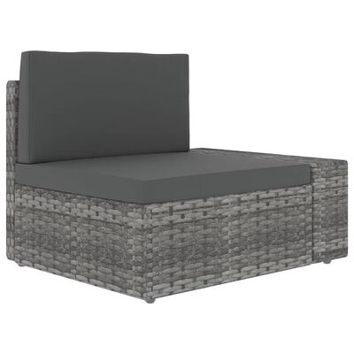 vidaXL Salon de jardin 6 pcs avec coussins Gris Résine tressée