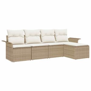 vidaXL Ensemble de canap&eacute; de jardin avec coussin 5 pcs Beige polyrotin