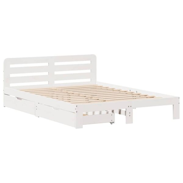 vidaXL Cadre de lit sans matelas blanc 140x200 cm bois de pin massif