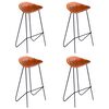 vidaXL Chaises de bar lot de 4 marron cuir v&eacute;ritable