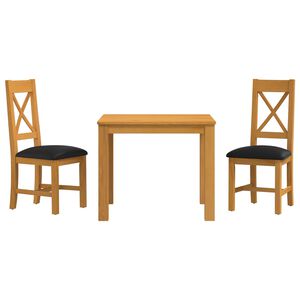 vidaXL Ensemble de salle &agrave; manger 3 pc Noir Bois de ch&ecirc;ne massif