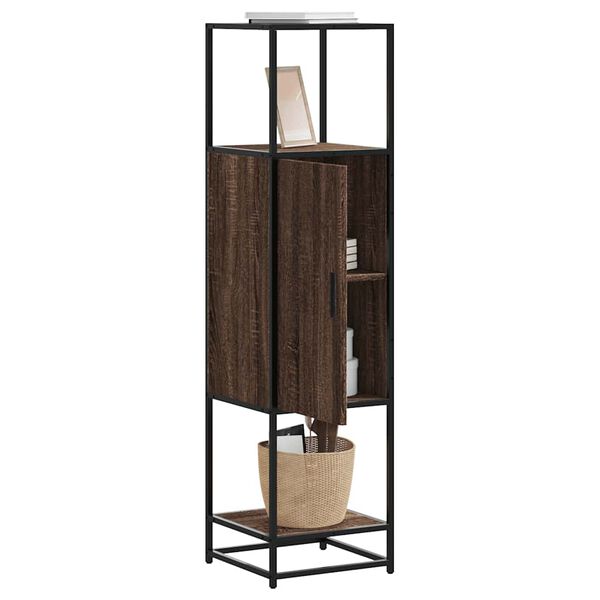 vidaXL Buffet haut ch&ecirc;ne marron 35,5x35x139 cm bois d'ing&eacute;nierie m&eacute;tal