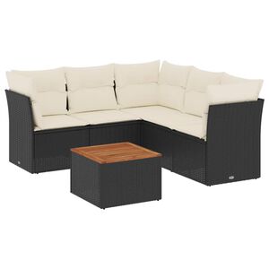 vidaXL Salon de jardin 6 pcs avec coussins noir r&eacute;sine tress&eacute;e