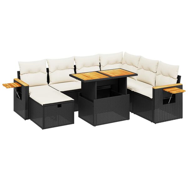 vidaXL Salon de jardin 8 pcs avec coussins noir r&eacute;sine tress&eacute;e