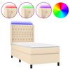 vidaXL Sommier &agrave; lattes de lit matelas et LED Cr&egrave;me 90x190 cm Tissu