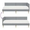 vidaXL Cadre de lit d'angle avec matelas Autre 2 pcs Gris clair tissu