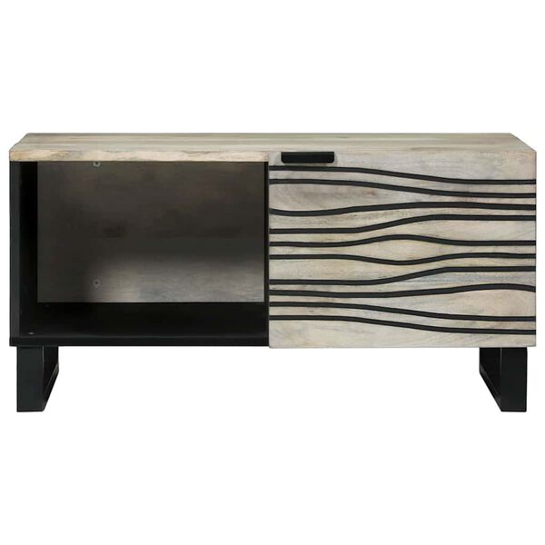 vidaXL Table basse Beige et Noir 80 x 50 x 40 cm Bois d'acacia massif