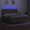 vidaXL Sommier &agrave; lattes de lit matelas et LED Taupe 180x200 cm Tissu
