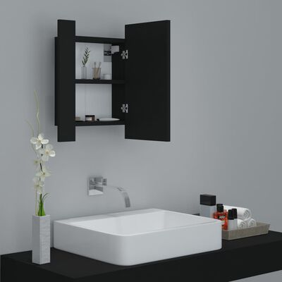 vidaXL Armoire à miroir de salle de bain LED Noir 40x12x45 Acrylique