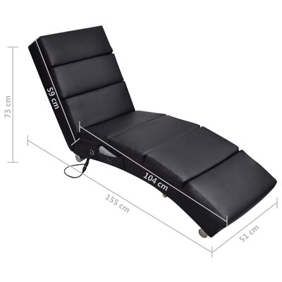 vidaXL Chaise longue de massage Noir Similicuir