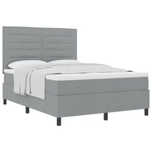 vidaXL Lit &agrave; ressorts avec matelas Gris clair 160 x 200 cm tissu