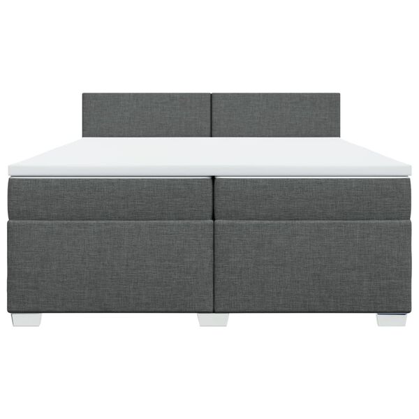 vidaXL Sommier &agrave; lattes de lit avec matelas Gris fonc&eacute; 200x200cm Tissu